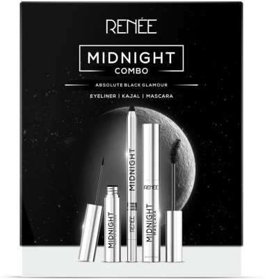 Renee Midnight Combo, Long-Lasting, Black, Smudgeproof, Kajal 1.5g, Eyeliner + Mascara 10.5 ml(Midnight Eye Makeup Combo)