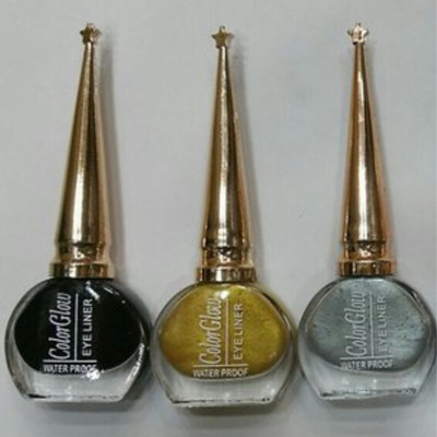 Hidden Beauty Liquid Long Lasting Waterproof Eyeliner Black ,Silver, Golden(Pack of 3) m3 20 ml(Multicolor)