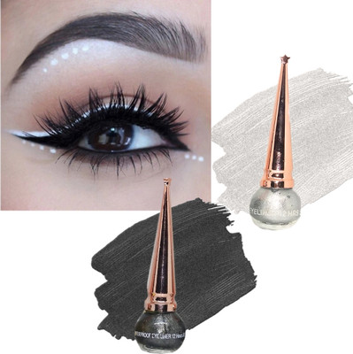 BLUST&FAMME Stayy long Black and white glitter eyeliner pack of 2 8 ml(Multicolor)