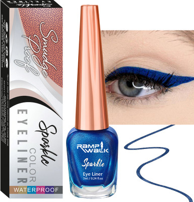Ramp Walk waterproof matte liquide eyeliner for women up to 5 to 8 hour stay 7 ml(Blue)