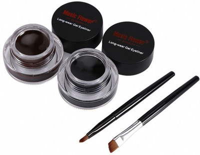 music flower 24 Black & Brown Brow & Gel Liner Combo for Sharp, Clean Lines 6 ml(BLACK AND BROWN)