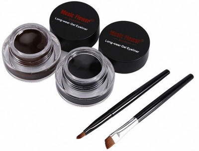 music flower 24 Black & Brown Brow & Gel Liner Duo for Long-Lasting Wear 6 ml(BLACK AND BROWN)