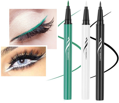THTC Pro waterproof, non transfer and smudge proof Multi color Sketch eyeliner 9 g(BLACK, WHITE, GREEN)