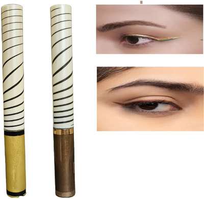 Luipui GOLDEN AND BROWN EYELINER COLOR PACK OF 2 10 ml(GOLDEN, BROWN)