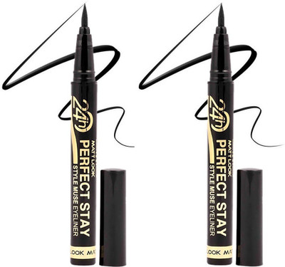 MATTLOOK Perfect Stay Style Muse Eyeliner 24 Hours Black, Pack of 2 2 g(Black)