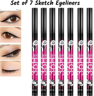 NattyU Yankina 36H Precision Sketch Liquid Eyeliner Assortment: Set of 7 1.76 g(Ritch Black)