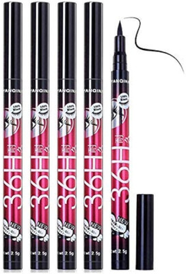 RED4 36H Liquid Waterproof Lash Eyeliner Pencil pack of 5 4 ml(Black)