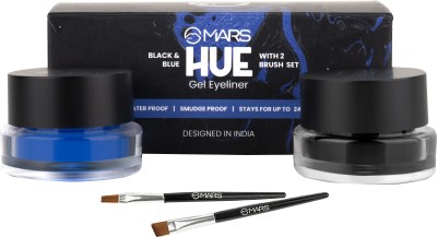 MARS 2 in 1 Black & Blue Water Proof & Smudge Proof 24hrs Gel Eyeliner 6 g(Jet Black And Blue)