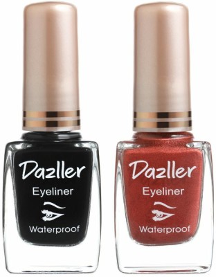 Dazller Eyeliner Waterproof - (Pack of 2), 9.5 ml(Black & Copper)