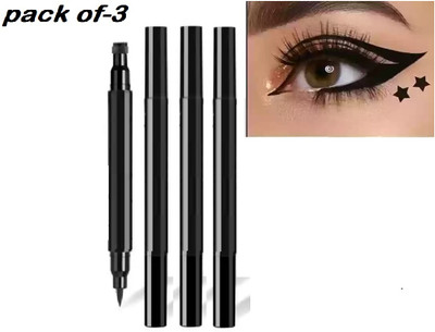 AFARAXIA Use 2 in 1 Eyeliner Pen Waterproof with Makeup Star Shape Stamp Double Heads 3 ml(Black)