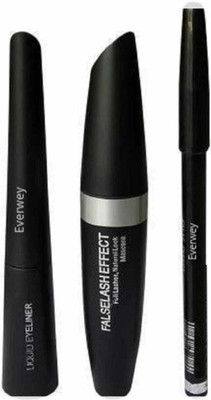 Everwey 3 In 1 Kajal, Mascara & Eyeliner 24 ml(Black)