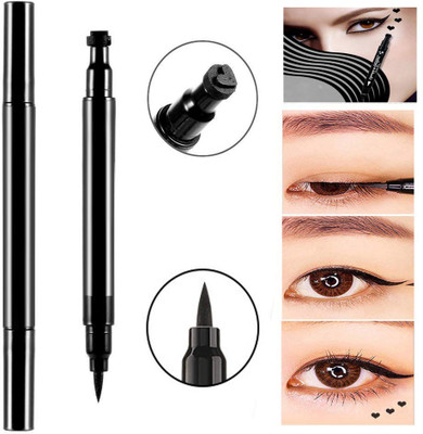 Nyamah sales Waterproof Eyeliner 2 in 1 Heart Pattern Matte Long Lasting Tattoo Tool - Black 3 ml(Black)