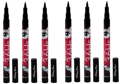 Makeup Fever 36H Precision waterproof liquid eye liner 36 hours stay Pack of 6 15 g(Black)