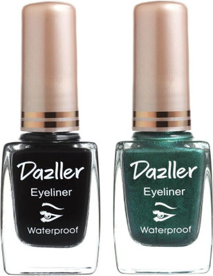 Dazller Eyeliner Waterproof - (Pack of 2), 9.5 ml(Black & Green)