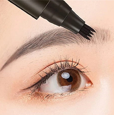 luzimaisa Four Tips Eyebrow Pen Waterproof Smudge-proof Micro-Fork Tip Liquid Eyebrow Pen 2.5 g(BLACK)