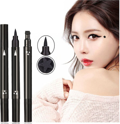 Neycare 2 in 1 Double-headed Liquid Eyeliner Stamp Super Gel Felt Tip High Pigment Black 3 ml(Black)