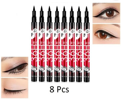 AEPRUY Water & Smudge Proof 36 Hour Long Lasting Liquid EyeLiner Pack of 8 20 ml(DEEP BLACK)