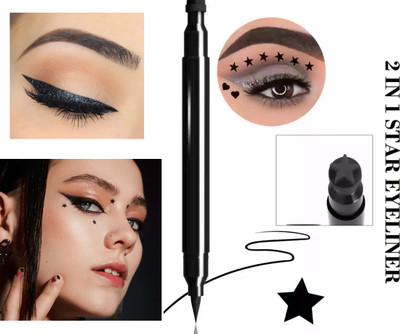 SHENYCOLORS long lasting 2 IN 1 BLACK EYELINER STAR AND SIMPLE SHAPE (PACK OF 1) 10 g(BLACK)