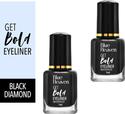 BLUE HEAVEN Get Bold Eyeliner Waterproof Black Diamond 7 ml pack 2 ii 14 ml(BLACK)