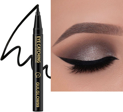 GULGLOW99 Waterproof And Long Wearing Bold Felt Tip Pen Glossy Eyeliner | Smudge Proof 0.55 ml(BLACK)