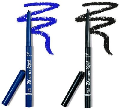 BLUE HEAVEN 2X INTENSE TRUE BLUE KAJAL + 2X INTENSE BLACK SHOCK KAJAL COMBO PACK OF 2 70 g(True Blue, Black)