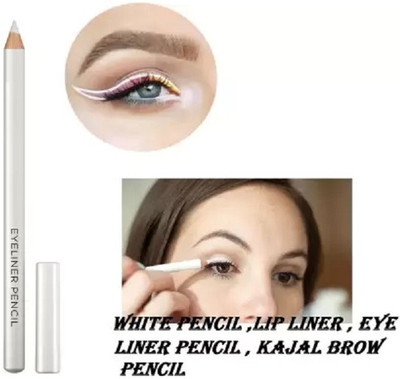 Wonholli White Eyeliner Pencil Highlighter Eye Liner Strokes For Makeup 2 g(WHITE)