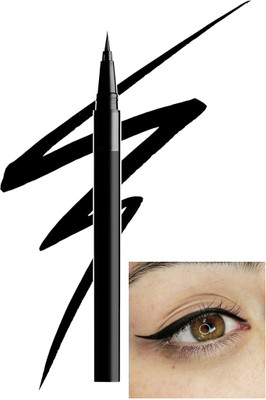 HUZURLU Use Jet Black Bold Felt Tip Eyeliner for cat beautiful eyes 1.6 ml(Black)