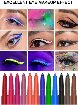 NADJA 12 Colors Eyeliner Pen Waterproof Pigmented Smudgeproof Multicolor 18 g(MULTICOLOR)