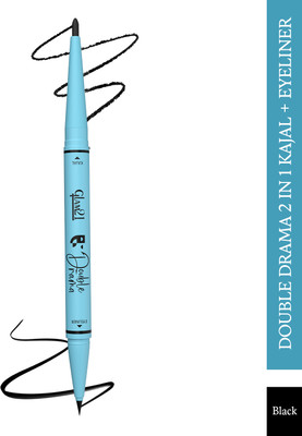 Glam21 Double Drama Eyeliner Kajal Duo Dramatic High Pigment Smudge and Waterproof 0.55 g(Black)