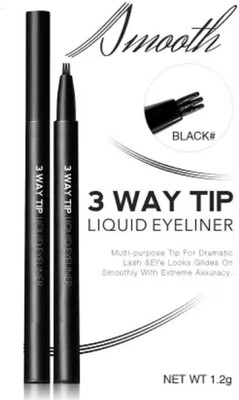 HUZURLU 3 Way Tip Charming Black Liquid Eyeliner 1.2 g(black)