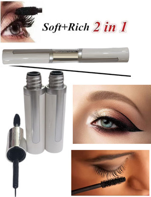 Sheny 2 in 1 Best Quality Soothing Waterproof Eyeliner & mascara 12 ml(black)