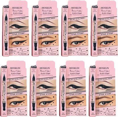 MOSKLIN PERFACTT24 2 IN 1 STAR STAMP EYELINER FOR SMUDGE PROOF & SHINEE EYES PACK OF - 8 160 g(BLACK)