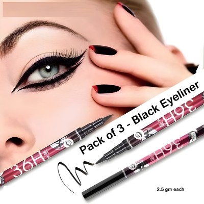 LAAMU smudge | Waterproof Proof Liquid Pen 36h Eyeliner Pack Of 3 20 g(BLACK)