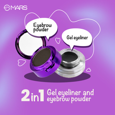 MARS Eye Love Multi Pods Gel Eye Liner And Eyebrow Powder With a Dual Ended Brush 3.5 g(Black + Black)