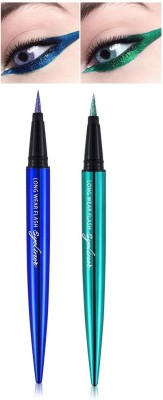 tanvi27 Glitter Diamond Pro Smooth Eyeliner Pen Shimmer Pigmented Waterproof 3 g(GREEN, BLUE)