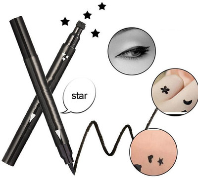 KAIASHA 2 IN 1 BLACK EYELINER STAR AND SIMPLE SHAPE PACK OF 10 g(BLACK)