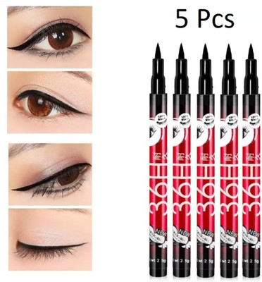 Humanix Insta Beauty Water & Smudge Proof 36 Hour Long Lasting Liquid EyeLiner Pack of 5 12.5 g(The Swiss Eyes)