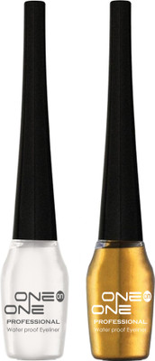 One on One Waterproof Eyeliner, Set of 2 | Long lasting Eyeliner, Smudge Proof Eye Makeup 10 ml(Multi-Color)