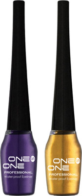 One on One Waterproof Eyeliner, Set of 2 | Long lasting Eyeliner, Smudge Proof Eye Makeup 10 ml(Multi-Color)