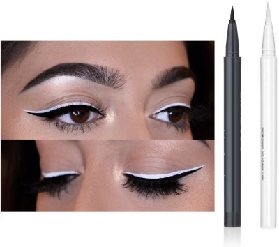 Herrlich New Matte White Black Sketch Pen Eyeliner Waterproof Long Lasting Quick dry 4 g(BLACK, WHITE)