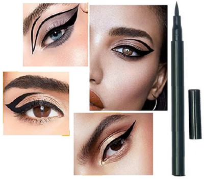 HUZURLU New Jet Black Bold Felt Tip Eyeliner for cat beautiful eyes 1.6 ml(Black)