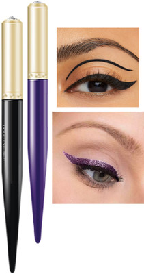ADJD Shimmer Sparkles Liquid Black & Purple Eyeliner for Long Lasting Stay 3 g(multi colour)