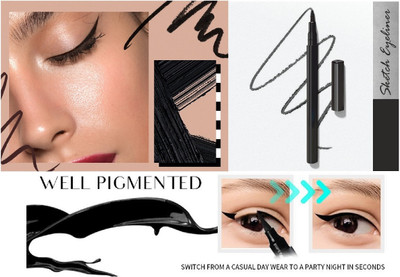 NADJA sketch eye liner black color matte finish waterproof 2.5 ml(BLACK)