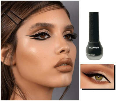 HUZURLU Black Liquid Eyeliner Waterproof Smudge-Proof & Stays up to 24 Hours 3.5 ml(BLACK)