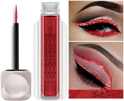 MYEONG Red Shine Sparkling Glitter Metallic Waterproof Liquid Eyeliner 3.5 ml(Red Shine)