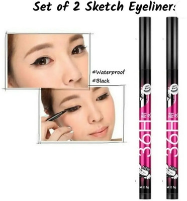AEPRUY 36H Precision Sketch Liquid Eyeliner - Set of 2, Waterproof 0.5 ml(Superior Black)