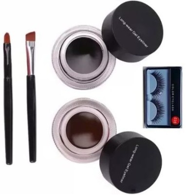 marchid Combo of 2in1 Brown & Black LightWeight 2 Gel Eye-Liners with Bruhses 50 g(multi)