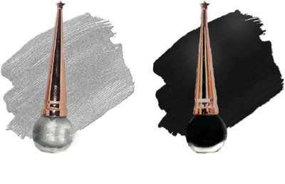 Bigwig matt black ,silver glitter eyeliner (pack of 2) 3 ml(black, silver)