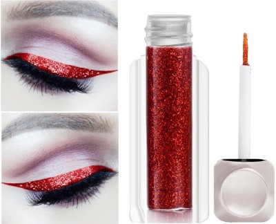 GABBU Red Color Liquid Eyeliner Metallic Shimmery Glitter Intense Pigment Eyeliner 3.5 ml(Red)