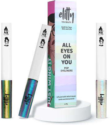 Elitty Ombre Holographic Waterproof Liquid Eyeliner Combo | Lasts Upto 12 Hours 12 ml(Prism Combo)